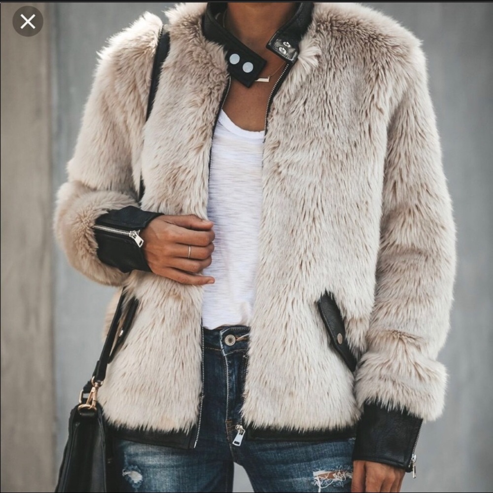Faux Fur & Leather Jacket